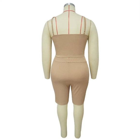 Athleisure Casual Sports Two-Piece High Elastic U-Shaped Sleeveless Camis Shorts - Picture 5 of 16